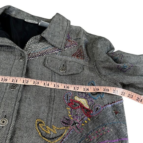 Vintage Units Embroidered Jacket Beaded Patchwork Boho Artsy Shirt Coat L - Picture 7 of 8